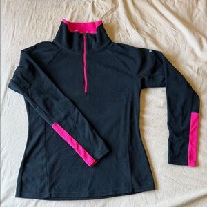 Columbia Women's Black and Pink Quarter-Zip Sweater